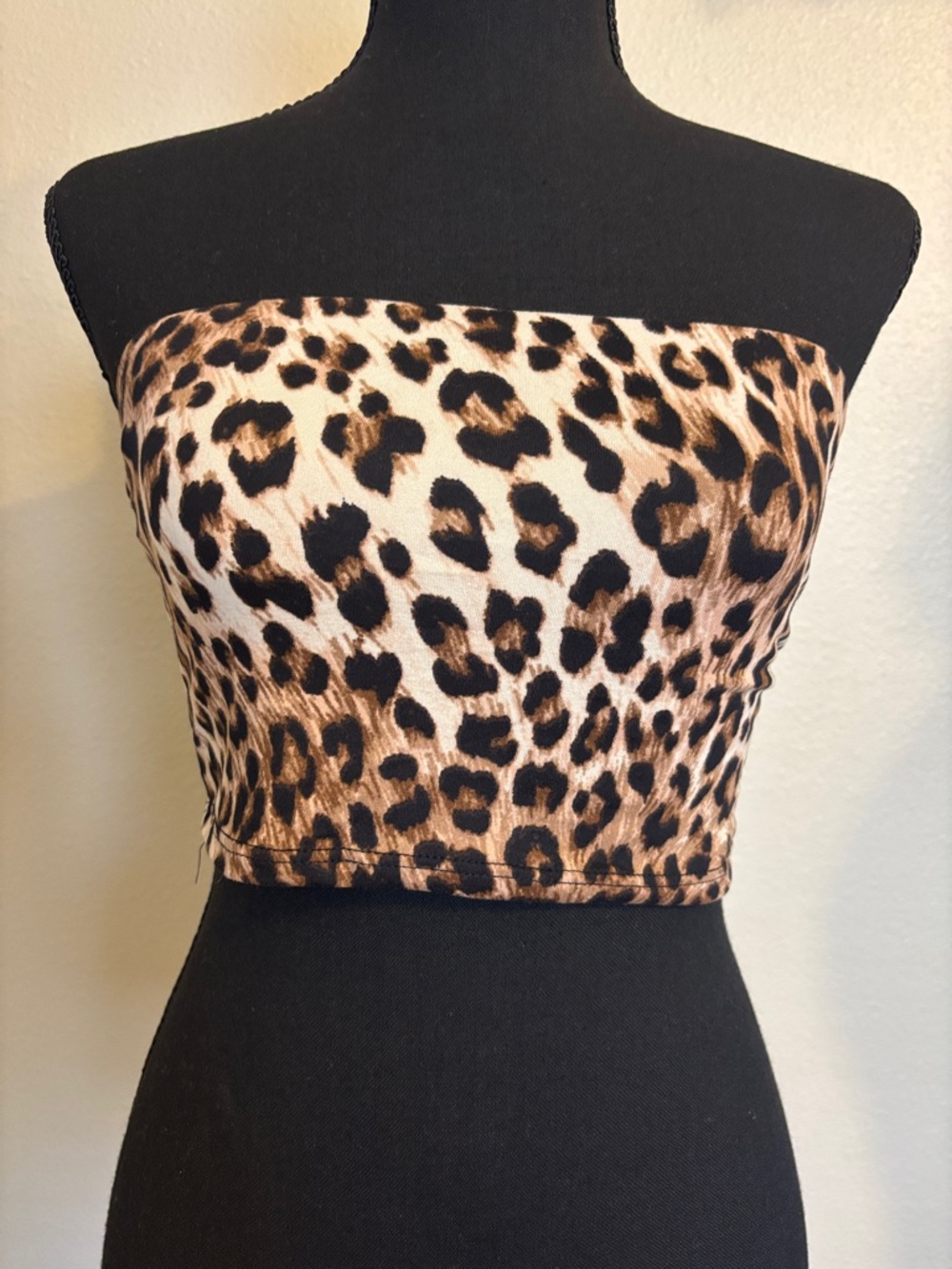 Forever 21 Leopard Print Strapless Crop Top - Brown & Black